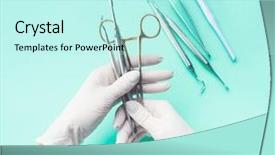  Presentation with medical amputation hand amputated - Presentation theme consisting of hands in gloves holding medical background and a arctic colored foreground