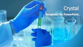  Presentation with drug test - Presentation consisting of hands in gloves holding test background and a teal colored foreground