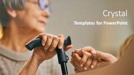  Presentation with support - Cool new presentation design with hands-in-hands-support backdrop and a gray colored foreground