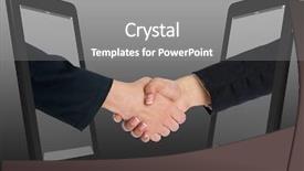  Presentation with wireless communication concept - Audience pleasing slide set consisting of hands in handshaking incernet work backdrop and a gray colored foreground