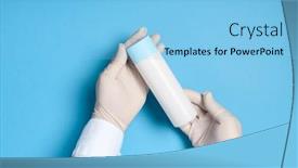  Presentation with coronavirus prevention medical - Beautiful theme featuring hands-in-medical-gloves backdrop and a light blue colored foreground