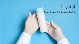  Presentation with coronavirus prevention medical - Amazing slides having hands-in-medical-gloves backdrop and a light blue colored foreground