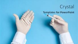  Presentation with pollution prevention - PPT theme featuring hands-in-medical-gloves background and a light blue colored foreground