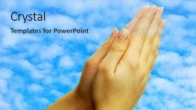  Presentation with prayer hands - PPT theme enhanced with hands in prayer on sky background and a  colored foreground
