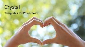  Presentation with heart love - Slide deck consisting of hands in shape of love background and a soft green colored foreground