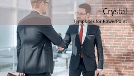  Presentation with hand shake law office - PPT layouts consisting of hands in the office hall background and a coral colored foreground