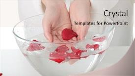  Presentation with ros - Beautiful PPT theme featuring hands in water with ros backdrop and a lemonade colored foreground