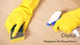  Presentation with yellow and teal design no picture - Theme with hands in yellow gloves cleaning background and a lemonade colored foreground