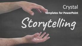  Presentation with storytelling - PPT layouts featuring hands interacting with storytelling business text against grey background background and a dark gray colored foreground