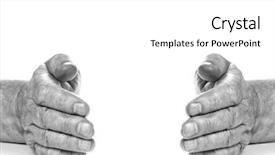  Presentation with old - Cool new PPT theme with hands isolated on white background backdrop and a  colored foreground