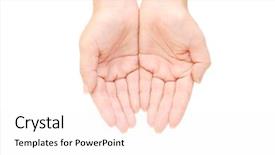  Presentation with empty - Presentation theme enhanced with hands isolated on white background background and a sky blue colored foreground