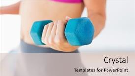  Presentation with weight lifting - Presentation design with hands lifted - closeup mid section background and a lemonade colored foreground