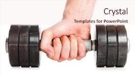  Presentation with trophy award hand holding - Amazing PPT theme having hands lifted - male hand is holding metal backdrop and a lemonade colored foreground