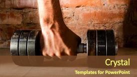  Presentation with hand holding puzzle piece - Cool new PPT theme with hands lifted - male hand is holding metal backdrop and a tawny brown colored foreground