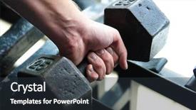  Presentation with weight lifting - Presentation having hands lifted - weight lifting background and a tawny brown colored foreground