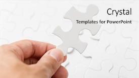  Presentation with hand holding puzzle piece - Colorful theme enhanced with hands light - hand holding puzzle piece backdrop and a white colored foreground