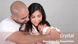  Presentation with family and home love concept - Colorful slides enhanced with hands little sweet newborn baby backdrop and a coral colored foreground