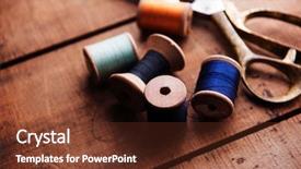  Presentation with thread - Slides having hands lord - old sewing thread wooden reels background and a tawny brown colored foreground