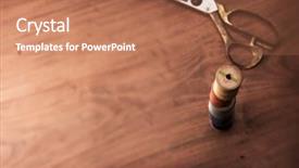  Presentation with thread - Audience pleasing presentation theme consisting of hands lord - old sewing thread wooden reels backdrop and a coral colored foreground