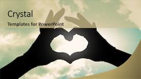  Presentation with hands heart - Cool new slide deck with hands making a heart shape backdrop and a coral colored foreground