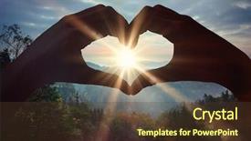  Presentation with heart hands - Audience pleasing PPT layouts consisting of hands making heart shape backdrop and a tawny brown colored foreground