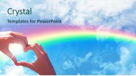  Presentation with heart clouds - Slide set consisting of hands making heart shape background and a  colored foreground