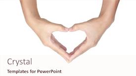  Presentation with valentine - Colorful PPT layouts enhanced with hands-making-sign-heart-isolated backdrop and a sky blue colored foreground