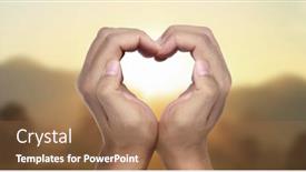  Presentation with hands heart - Audience pleasing presentation design consisting of hands-making-sign-heart-isolated backdrop and a coral colored foreground