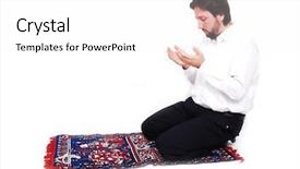  Presentation with worship - Colorful presentation theme enhanced with hands man praying - muslim worship activities in ramadan backdrop and a white colored foreground