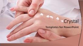  Presentation with hand world hands of jesus - Presentation design enhanced with handtherapy - hands massage background and a coral colored foreground