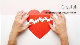  Presentation with heart puzzle - PPT theme featuring hands-matching-two-pieces background and a lemonade colored foreground