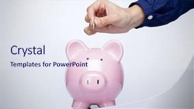  Presentation with female security officer - Beautiful theme featuring hands money - female hand putting coin backdrop and a sky blue colored foreground