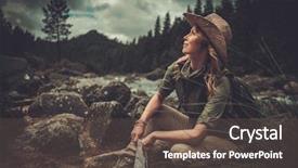  Presentation with map - Audience pleasing presentation theme consisting of hands near wild mountain river backdrop and a  colored foreground