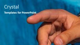  Presentation with ladybug - Presentation design consisting of hands-of-a-man-holding background and a ocean colored foreground