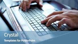  Presentation with education on computer black hands - Beautiful presentation theme featuring hands of a man working backdrop and a teal colored foreground