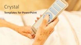  Presentation with senior citizen - Presentation theme featuring hands-of-a-senior-citizen background and a blonde colored foreground