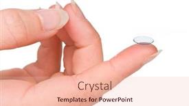  Presentation with contact lens - Cool new presentation theme with hands of a woman holding a contact lens backdrop and a lemonade colored foreground