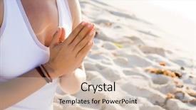  Presentation with praying hands - Presentation featuring yoga philosophy - hands of a woman praying background and a soft green colored foreground