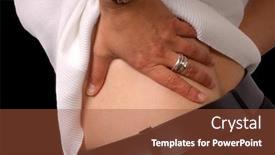  Presentation with back pain - Slide set with hands-of-a-woman background and a tawny brown colored foreground