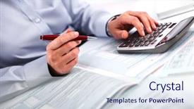  Presentation with accountant - Audience pleasing slide set consisting of hands of accountant business woman backdrop and a sky blue colored foreground