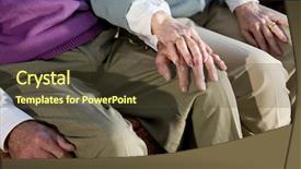  Presentation with knee - Slides with hands of affectionate elderly couple touching on knee background and a tawny brown colored foreground