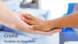  Presentation with african american - Theme having hands of african american girl background and a light blue colored foreground