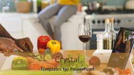  Presentation with health communication - Presentation having hands-of-african-american-man background and a gold colored foreground