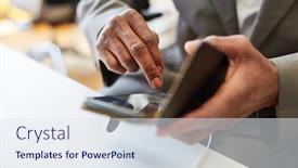  Presentation with text message - Presentation design consisting of hands-of-african-business-man background and a sky blue colored foreground