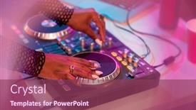  Presentation with sounds - PPT layouts featuring hands-of-african-female-deejay background and a violet colored foreground