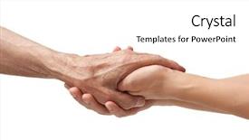  Presentation with elderly care helping hands - Presentation consisting of hands of an elderly man background and a white colored foreground