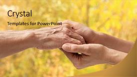  Presentation with elderly - Audience pleasing presentation consisting of hands of an elderly senior backdrop and a yellow colored foreground