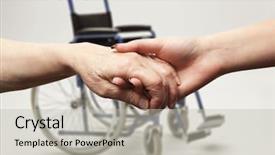  Presentation with elderly - Amazing slide set having hands of an elderly woman backdrop and a  colored foreground