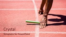  Presentation with baton - Slides featuring hands of athlete holding baton background and a coral colored foreground