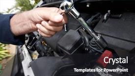  Presentation with auto repair - Presentation consisting of hands of auto mechanic with wrench car repair service background and a dark gray colored foreground